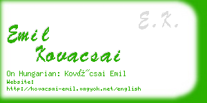 emil kovacsai business card